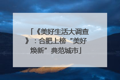 《美好生活大调查》：合肥上榜“美好焕新”典范城市