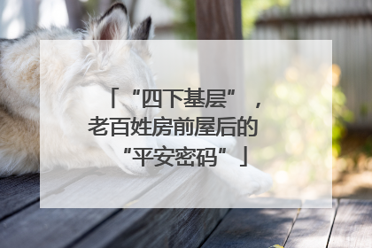 “四下基层”，老百姓房前屋后的“平安密码”