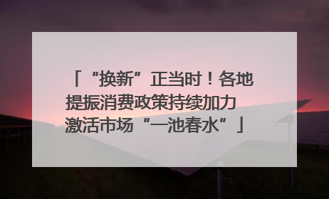 “换新”正当时！各地提振消费政策持续加力 激活市场“一池春水”