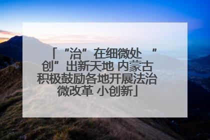 “治”在细微处 “创”出新天地 内蒙古积极鼓励各地开展法治微改革 小创新