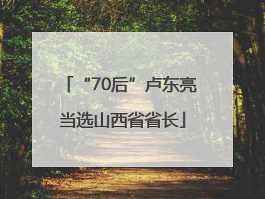“70后”卢东亮当选山西省省长