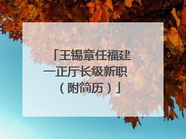 王锡章任福建一正厅长级新职（附简历）