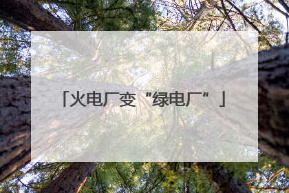 火电厂变“绿电厂”