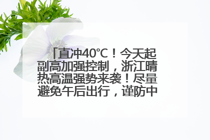 直冲40℃！今天起副高加强控制，浙江晴热高温强势来袭！尽量避免午后出行，谨防中暑、热射病……