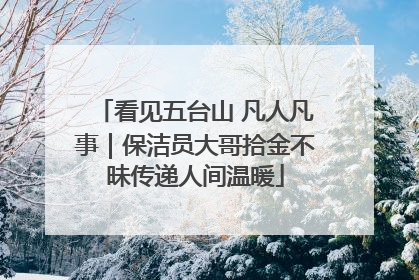 看见五台山 凡人凡事｜保洁员大哥拾金不昧传递人间温暖