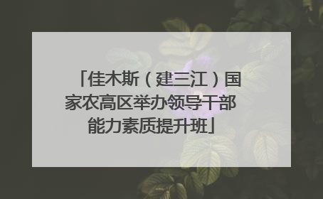 佳木斯（建三江）国家农高区举办领导干部能力素质提升班