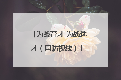 为战育才 为战选才（国防视线）