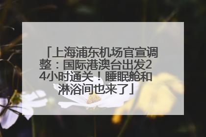 上海浦东机场官宣调整：国际港澳台出发24小时通关！睡眠舱和淋浴间也来了