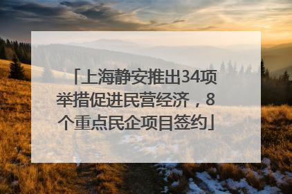 上海静安推出34项举措促进民营经济，8个重点民企项目签约