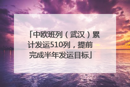中欧班列（武汉）累计发运510列，提前完成半年发运目标