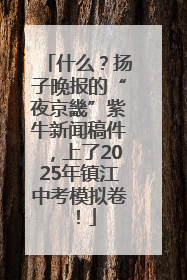什么？扬子晚报的“夜京畿”紫牛新闻稿件，上了2025年镇江中考模拟卷！