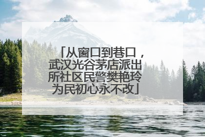 从窗口到巷口，武汉光谷茅店派出所社区民警樊艳玲为民初心永不改