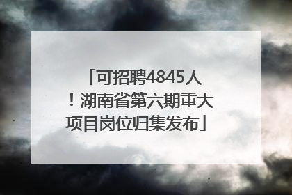 可招聘4845人！湖南省第六期重大项目岗位归集发布