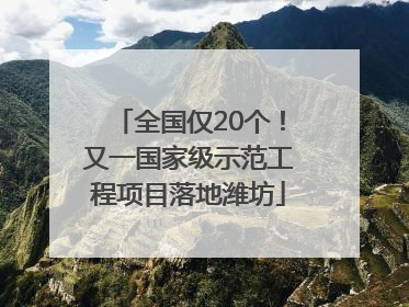 全国仅20个！又一国家级示范工程项目落地潍坊