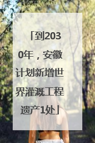 到2030年，安徽计划新增世界灌溉工程遗产1处