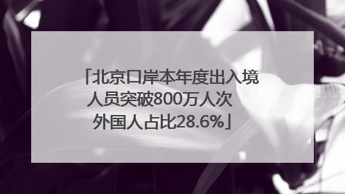 北京口岸本年度出入境人员突破800万人次 外国人占比28.6%