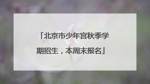 北京市少年宫秋季学期招生，本周末报名
