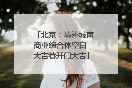 北京：填补城南商业综合体空白 大吉巷开门大吉