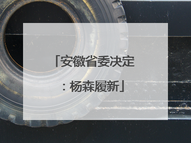 安徽省委决定：杨森履新