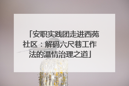 安职实践团走进西苑社区：解码六尺巷工作法的温情治理之道