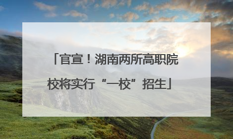官宣！湖南两所高职院校将实行“一校”招生