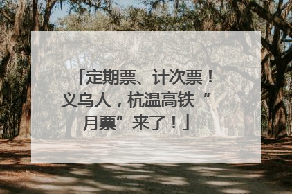 定期票、计次票！义乌人，杭温高铁“月票”来了！