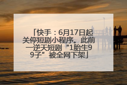 快手：6月17日起关停短剧小程序。此前一逆天短剧“1胎生99子”被全网下架