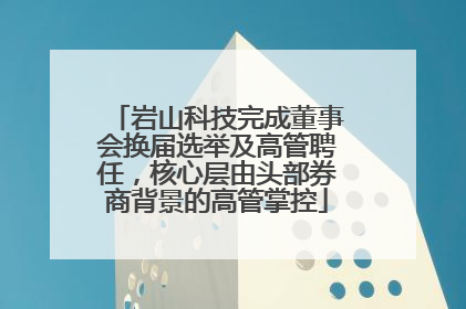 岩山科技完成董事会换届选举及高管聘任，核心层由头部券商背景的高管掌控