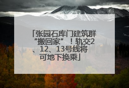 张园石库门建筑群“搬回家”！轨交2、12、13号线将可地下换乘