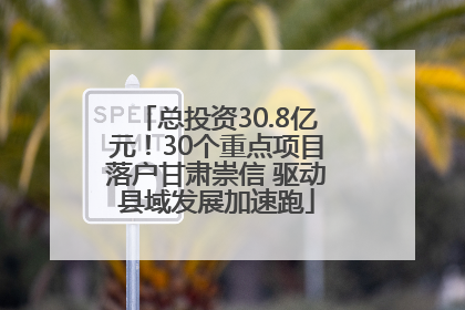 总投资30.8亿元！30个重点项目落户甘肃崇信 驱动县域发展加速跑