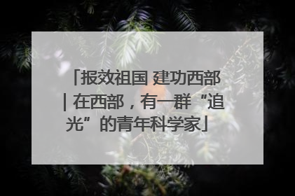 报效祖国 建功西部｜在西部，有一群“追光”的青年科学家