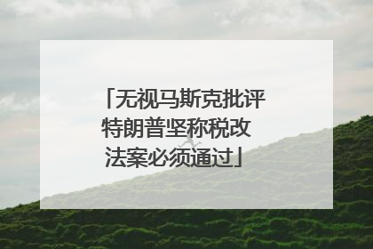 无视马斯克批评 特朗普坚称税改法案必须通过