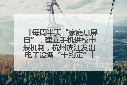 每周半天“家庭息屏日”，建立手机进校申报机制，杭州滨江发出电子设备“十约定”