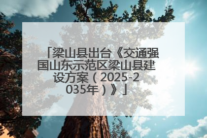 梁山县出台《交通强国山东示范区梁山县建设方案（2025-2035年）》
