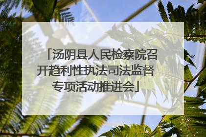汤阴县人民检察院召开趋利性执法司法监督专项活动推进会