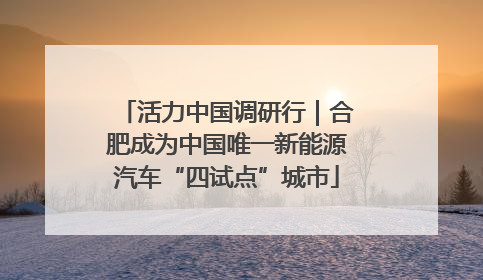 活力中国调研行｜合肥成为中国唯一新能源汽车“四试点”城市