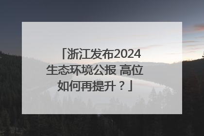 浙江发布2024生态环境公报 高位如何再提升？