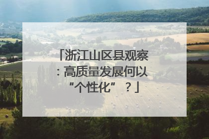 浙江山区县观察：高质量发展何以“个性化”？