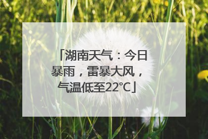 湖南天气：今日暴雨，雷暴大风，气温低至22℃