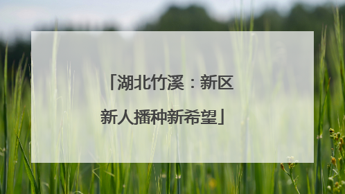湖北竹溪：新区新人播种新希望