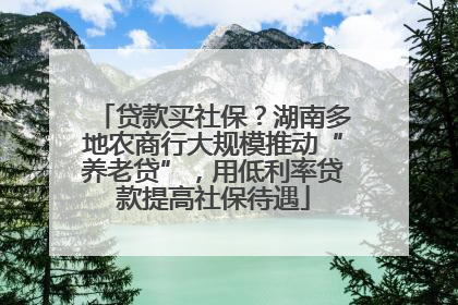 贷款买社保？湖南多地农商行大规模推动“养老贷”，用低利率贷款提高社保待遇