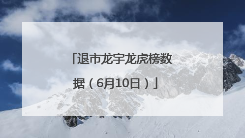 退市龙宇龙虎榜数据（6月10日）