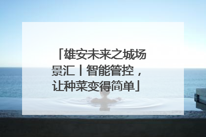 雄安未来之城场景汇丨智能管控，让种菜变得简单