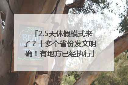 2.5天休假模式来了？十多个省份发文明确！有地方已经执行